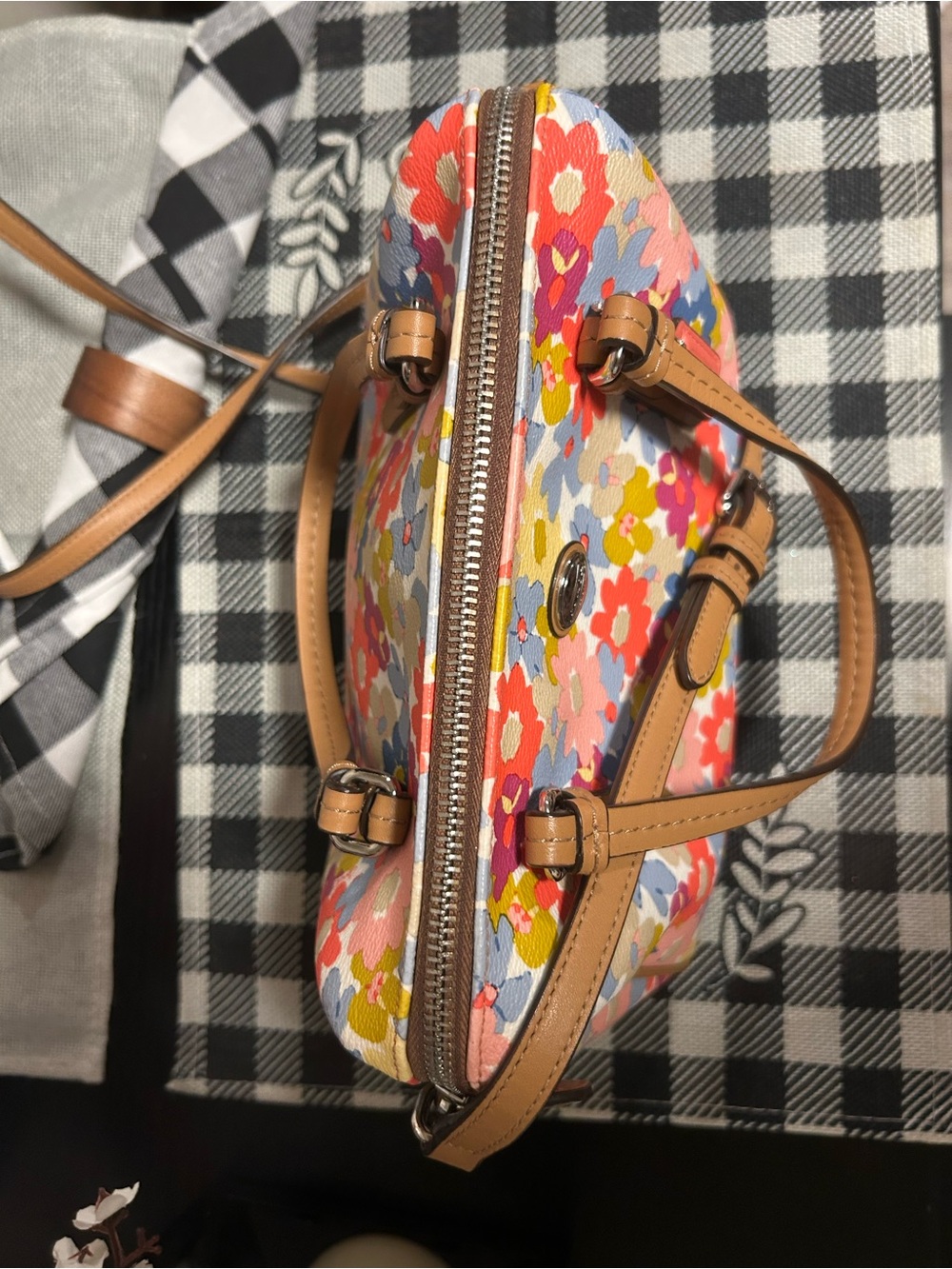 Coach Peyton Floral Bennett Leather Mini Satchel in Multi Pink Coral Like New! - Picture 4 of 16